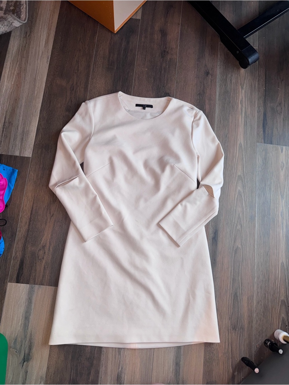 Tibi Long-Sleeve Shift Dress in Pale Blush